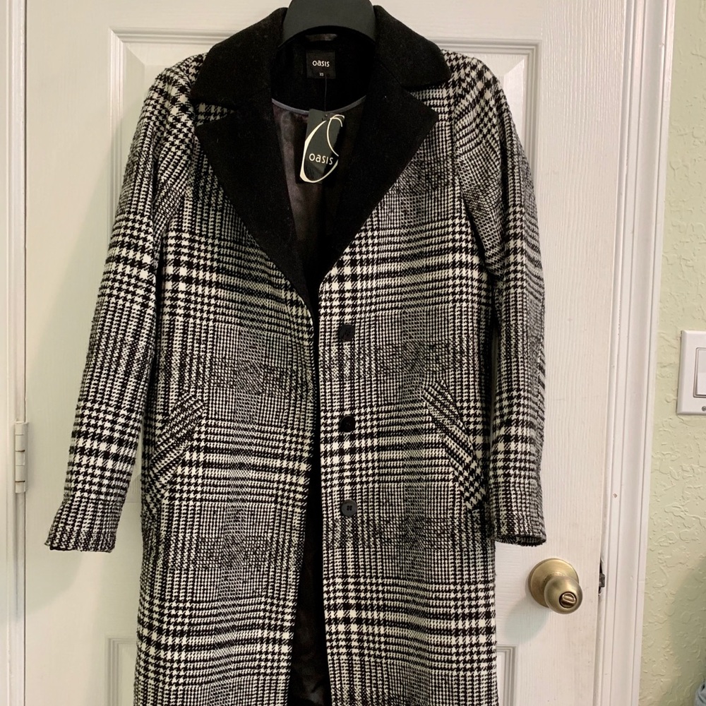 oasis checked coat xs NWT